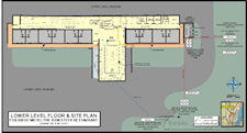 Scaled site plan showing interior floor plan